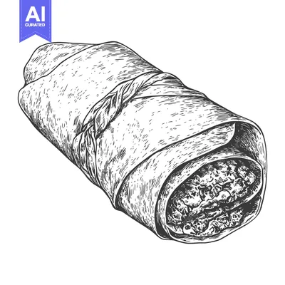 Aset premium populer: Hand Drawn Illustration Of A Delicious Burrito