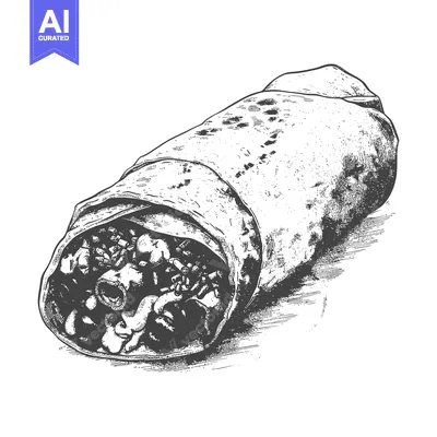 Aset premium populer: A Delicious Hand Drawn Burrito Illustration
