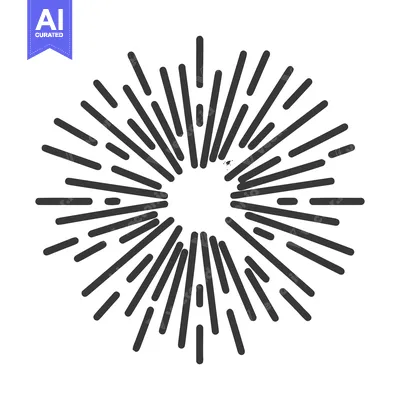 Aset premium populer: Graphic Sunburst: Radial Lines Emanating from a Central Void, Black an