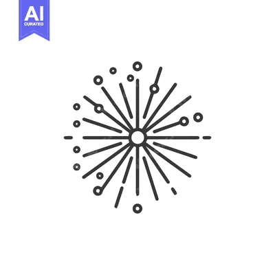 Premium design asset: Minimalist Firework Burst: Linear Design on White Background