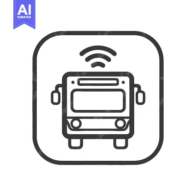 Premium design asset: Smart Bus Icon: Connected Public Transportation Symbol in Rounded Squa