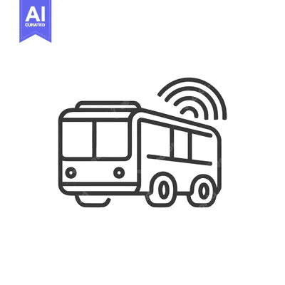 Aset desain premium: Smart Bus Icon: Connected Public Transport with Wireless Signal