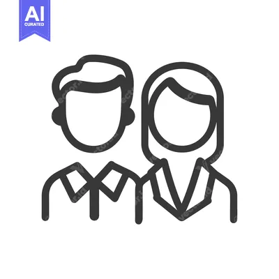 Aset desain premium: Simplified black line drawing showing two people standing together