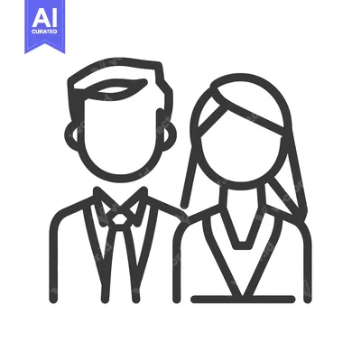 Aset premium populer: A minimalist illustration depicting two people in formal attire
