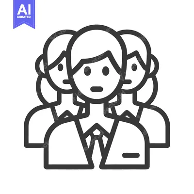 Premium design asset: A simplified black and white illustration of a group of people