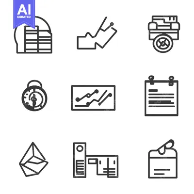 Premium design asset: Nine Simple Outline Illustrations Representing Business Financial Conc