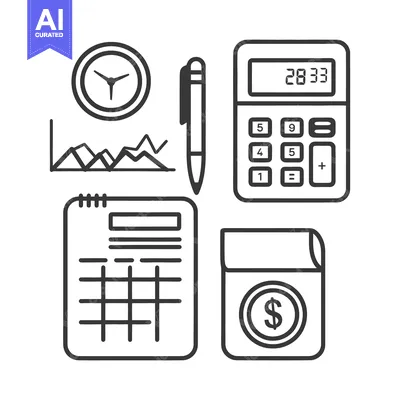 Simple icons representing business finance and calculation elements in