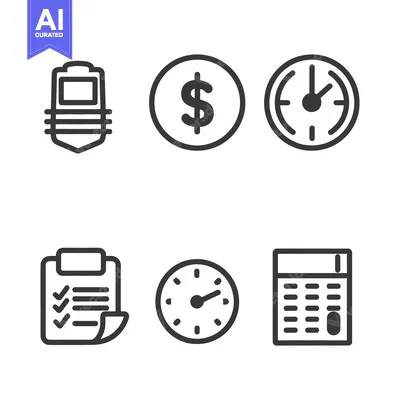 Aset desain premium: Icons representing concepts related to finance and scheduling tasks