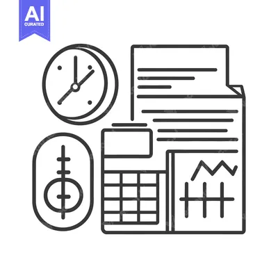 Aset premium populer: This is a financial icon illustration with various business elements