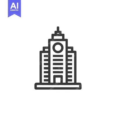 Premium design asset: Minimalist Building Icon: Modern Architecture with Circular Detail and