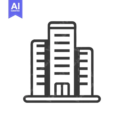 Premium design asset: Minimalist Building Icon: Three Structures with Hand-Drawn Style on Wh