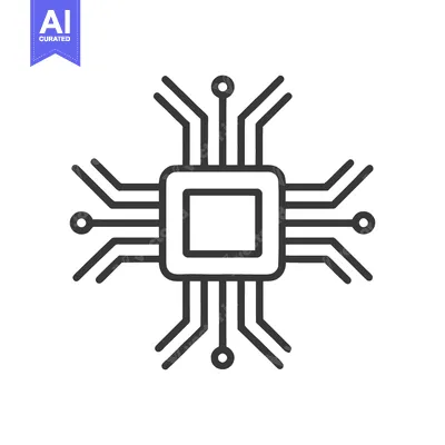 Aset desain premium: Minimalist Microchip Icon: Clean Line Art for Technology Concepts