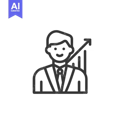 Premium design asset: Business Growth: Smiling Executive with Upward Trending Graph Icon