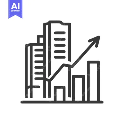 Aset desain premium: Rising Market: Financial Growth Chart with Cityscape Silhouette Icon