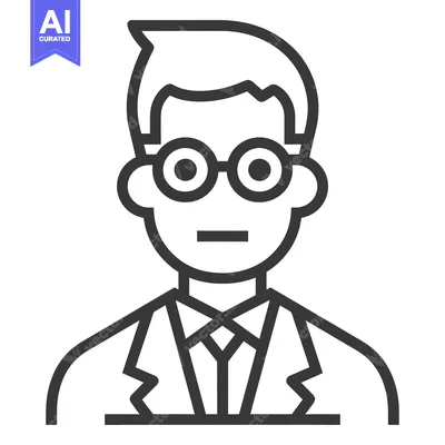 Aset premium populer: Simplified graphic illustration of a person with glasses and a shirt
