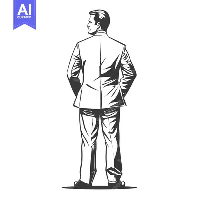 Premium design asset: A businessman standing confidently and looking off into the distance