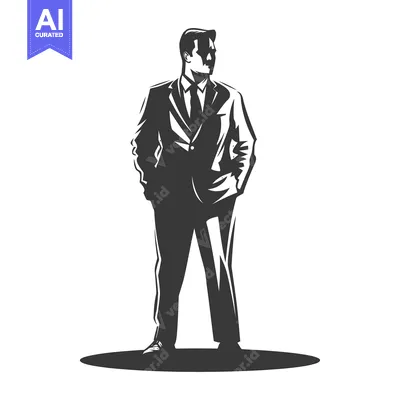 Popular premium asset: A silhouette of a man in a suit looking to the side