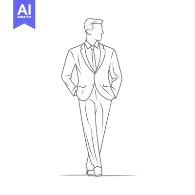 Aset desain premium: A Man in a Suit Looking to His Side Direction