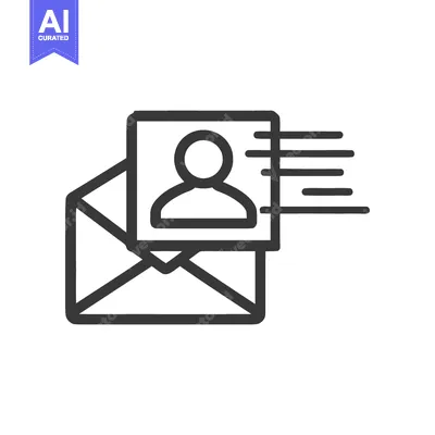 Aset desain premium: Email Contact Icon: Sending Personal Information, Outline Style