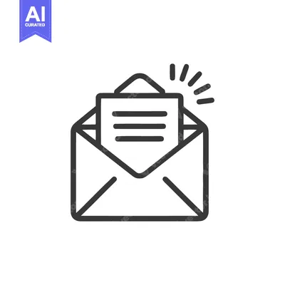 Aset desain premium: Minimalist Open Envelope Icon with Letter and Highlight Effect