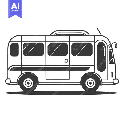 Aset desain premium: A Simple Black And White Image Depicting A Passenger Bus