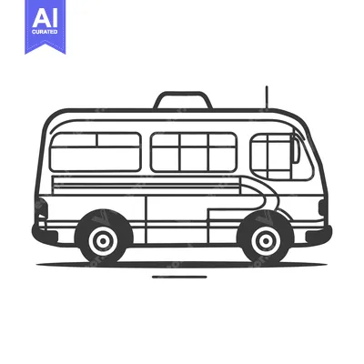 Popular premium asset: Simple monochrome illustration of a passenger transport vehicle on whe