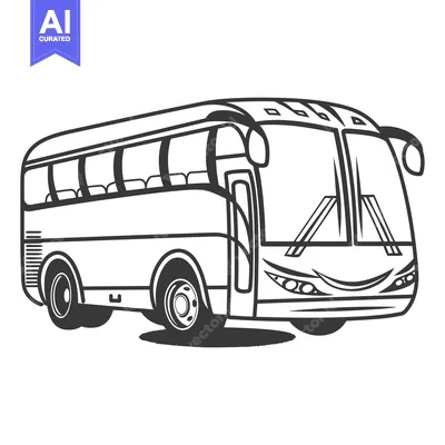 Aset premium populer: A black and white line drawing of a large passenger bus