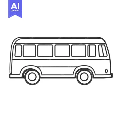 Aset premium populer: Simple black outline drawing of a public transportation bus