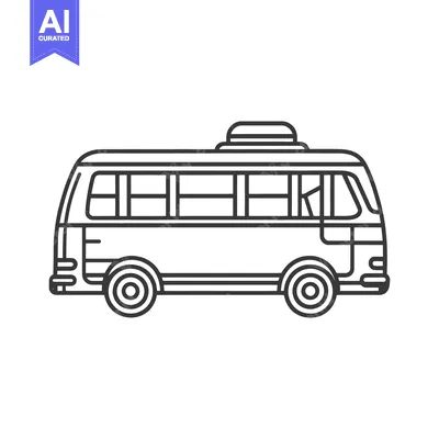 Aset premium populer: A simple black and white illustration of a public transportation bus