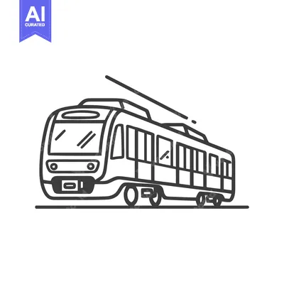 Aset desain premium: Modern Tram Line Art: Sleek Urban Transportation Icon
