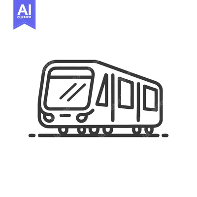 Minimalist Subway Train Icon: Clean Line Art on White Background