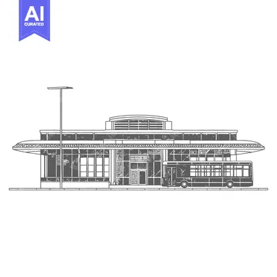 Modern Bus Station Building Design with a Bus