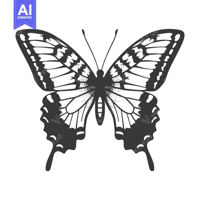 Popular premium asset: A monochrome illustration depicting the wings of a beautiful butterfly