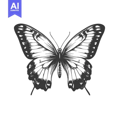 Aset premium populer: A detailed illustration of a butterfly with outstretched wings