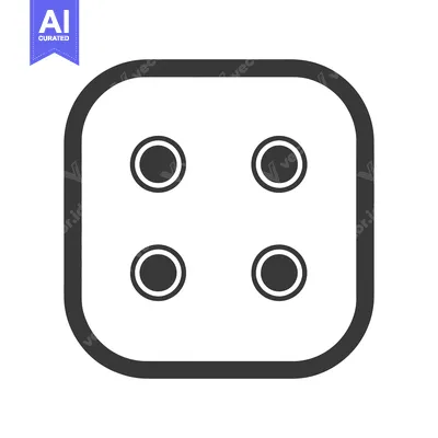 Aset premium populer: A dice face showing four dots on a white square background