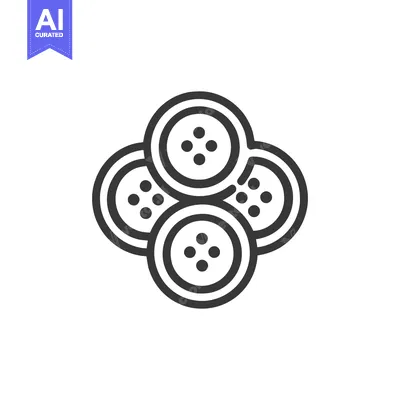 Aset desain premium: Minimalist Line Art: Four Interlocking Sewing Buttons on White