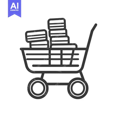 Aset premium populer: A shopping cart full of stacked rectangular objects