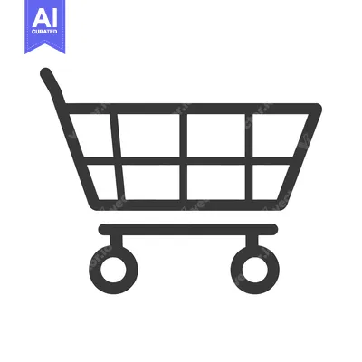 Aset premium populer: An outlined shopping cart icon presented on a white background