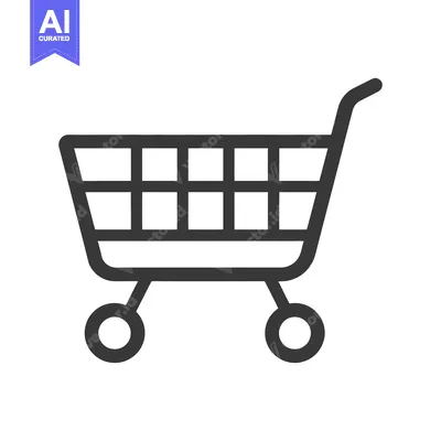 Aset premium populer: A minimalistic graphical representation of a grocery shopping cart