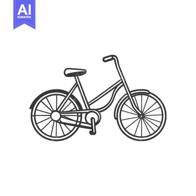 Aset desain premium: A simple black and white drawing of a classic bicycle