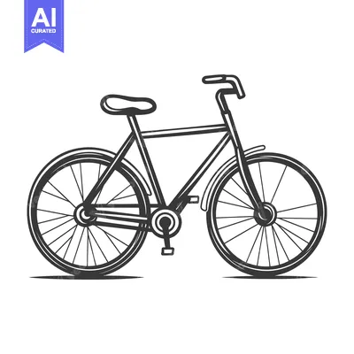 Aset premium populer: A simplistic black and white illustration of a bicycle