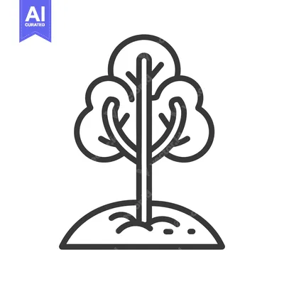 Aset premium populer: A simple illustrated line drawing depicting a leafy tree