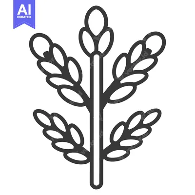 Aset desain premium: A Simple Illustration Depicting Several Leaves on a Central Stem