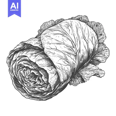 Aset premium populer: A Detailed Hand Drawn Illustration Of A Cabbage