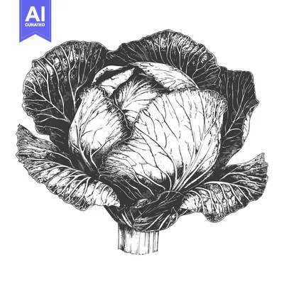Premium design asset: Detailed Illustration Of A Single Cabbage Head