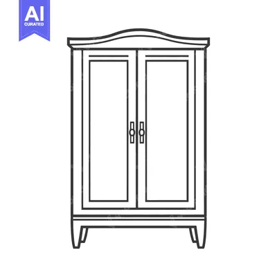 Aset desain premium: A simple two door wardrobe with handles and a decorative top