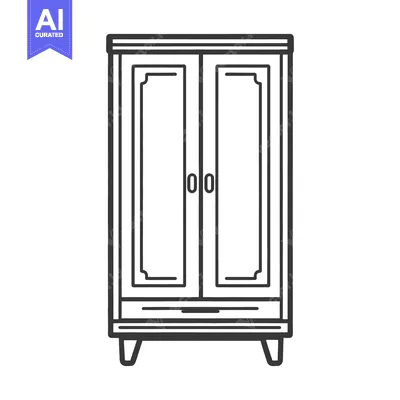Aset desain premium: A Tall Closet Depicted with Two Doors and a Drawer