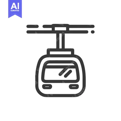 Premium design asset: Minimalist Line Art: Isolated Cable Car Icon on White Background