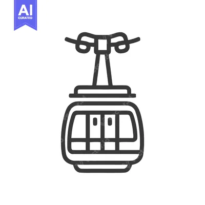 Aset premium populer: Minimalist Line Art: Cable Car Icon with Detailed Suspension System
