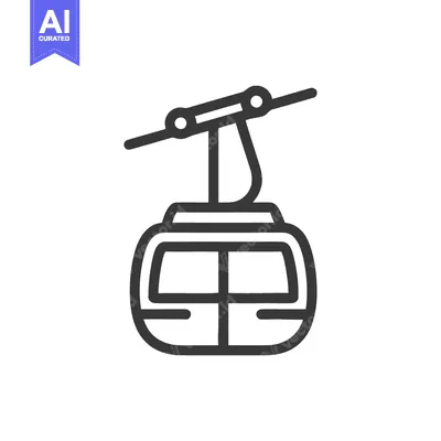 Aset desain premium: Minimalist Line Art: Gondola Lift Icon on White Background